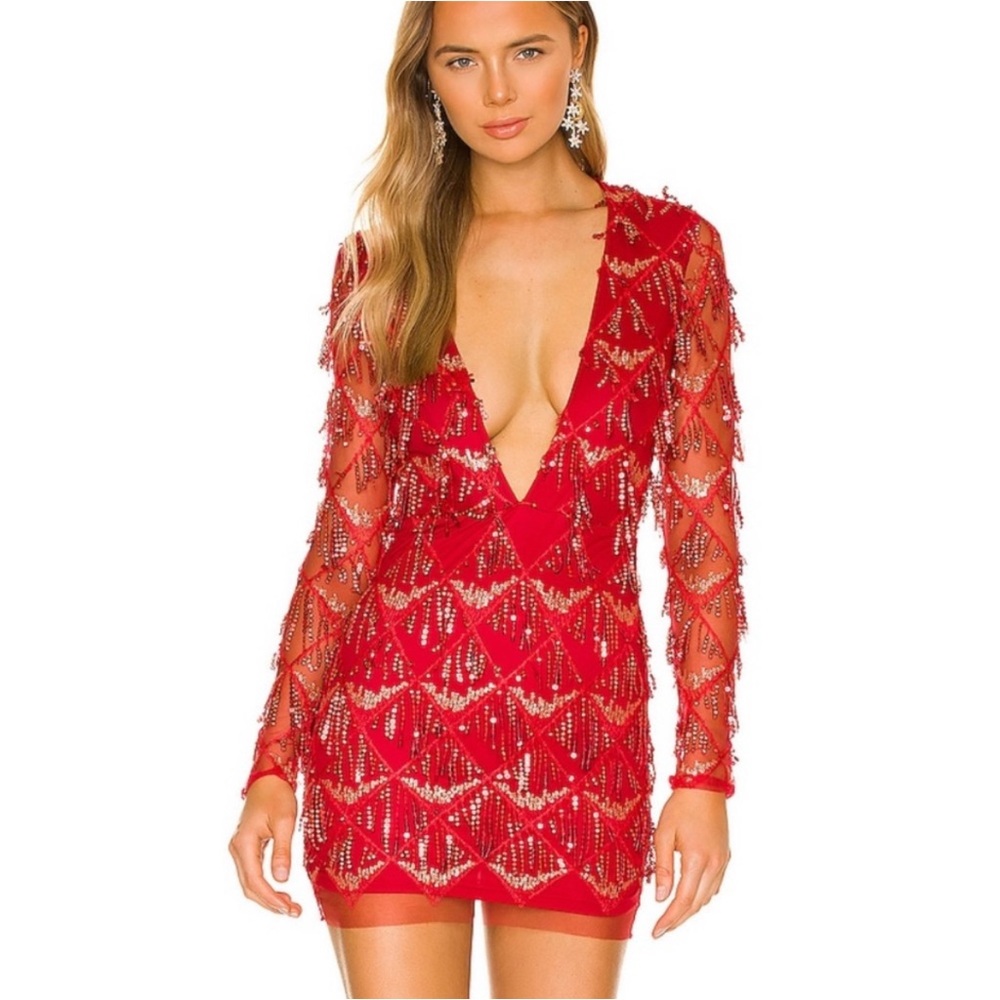 Revolve Superdown Nia Sequin Fringe Dress
